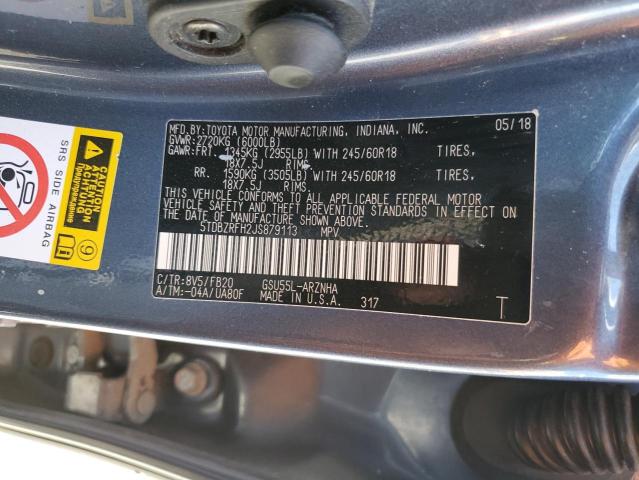 2018 TOYOTA HIGHLANDER - 5TDBZRFH2JS879113