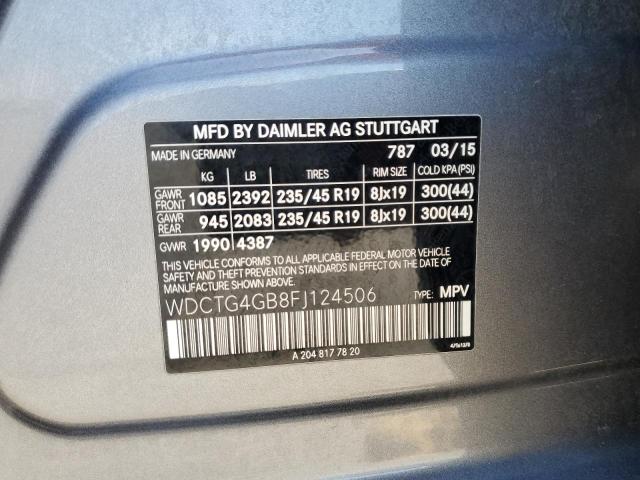 WDCTG4GB8FJ124506 Mercedes-Benz Gla 250 4matic