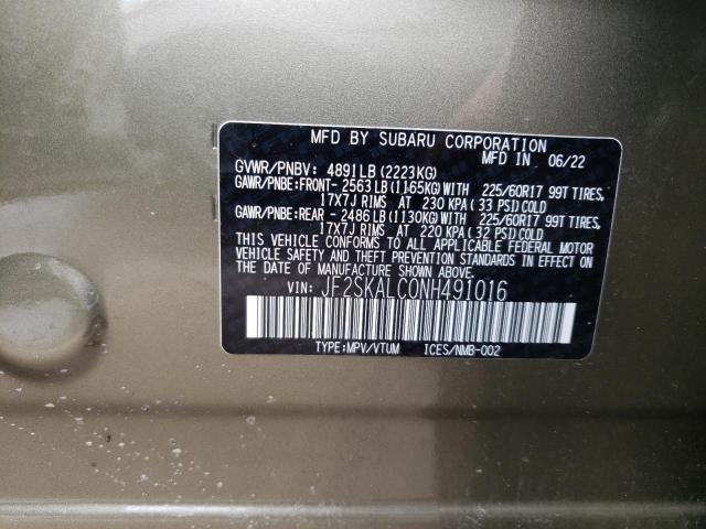 2022 SUBARU FORESTER W JF2SKALC0NH491016