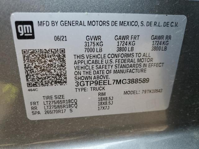 3GTP9EEL7MG388589 | 2021 GMC SIERRA K15