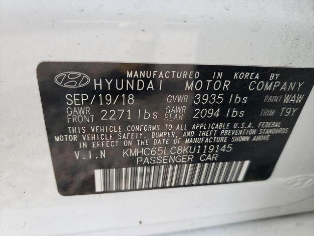 2019 HYUNDAI IONIQ BLUE - KMHC65LC8KU119145