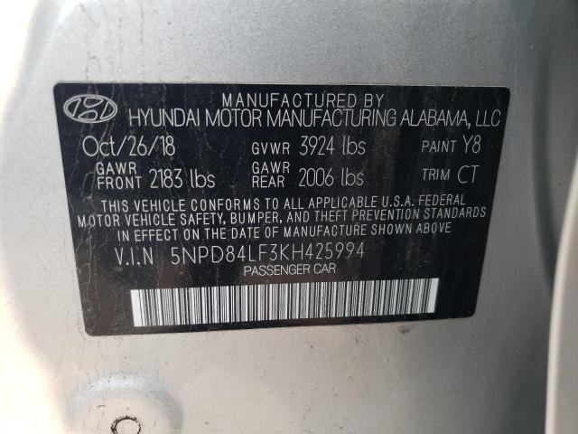 5NPD84LF3KH425994 Hyundai ELANTRA SEL
