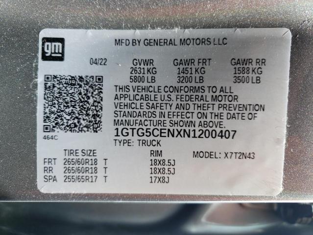 1GTG5CENXN1200407 GMC Canyon Elevation