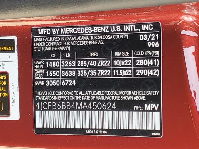 4JGFB6BB4MA450624 Mercedes-Benz Gle Amg 53 4matic