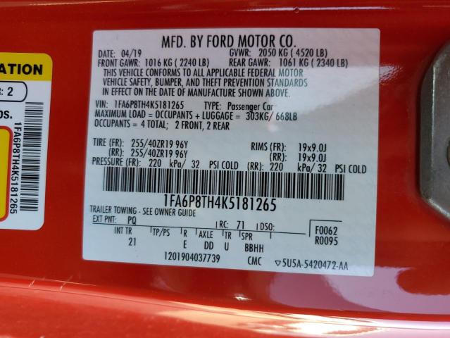 1FA6P8TH4K5181265 Ford MUSTANG