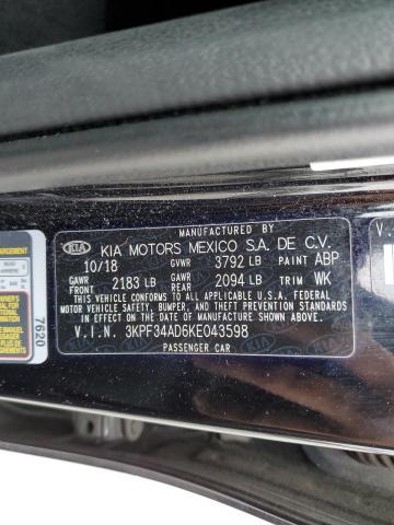 3KPF34AD6KE043598 KIA Forte Gt Line