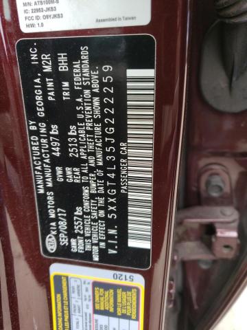 5XXGT4L35JG222259 KIA Optima Lx