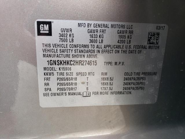 2017 CHEVROLET SUBURBAN K - 1GNSKHKC2HR274615