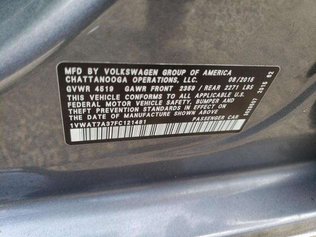 1VWAT7A37FC121481 Volkswagen PASSAT S