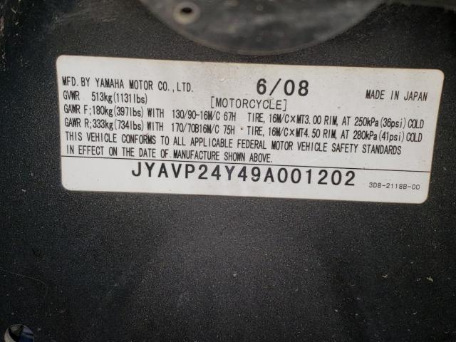 2009 YAMAHA XVS1300 AC JYAVP24Y49A001202