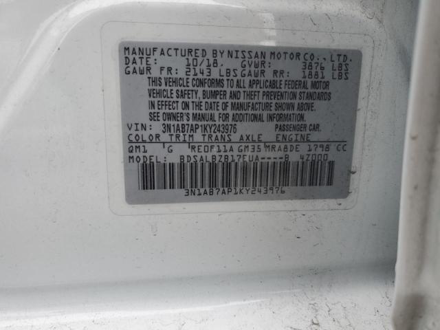 2019 NISSAN SENTRA 4D 3N1AB7AP1KY243976