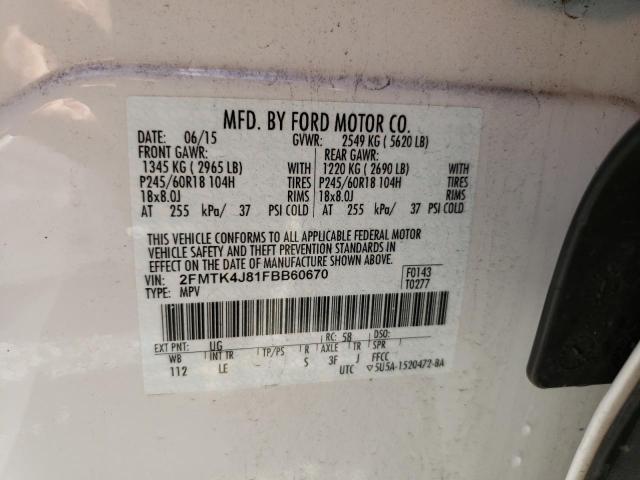 2FMTK4J81FBB60670 2015 FORD EDGE, photo no. 13