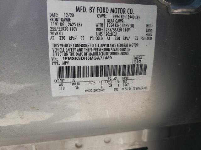 1FMSK8DH5MGA71480 Ford EXPLORER XLT