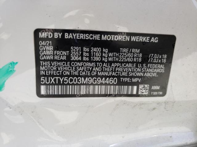 5UXTY5C03M9G94460 BMW X3 Xdrive30i