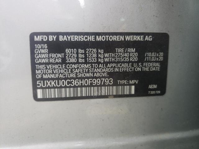 2017 BMW X6 SDRIVE3 - 5UXKU0C36H0F99793