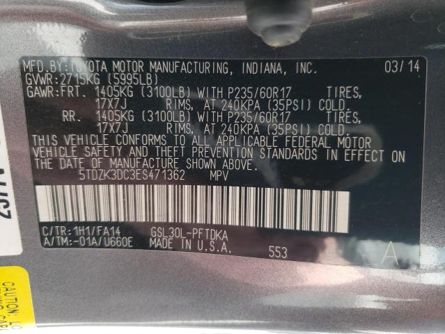 5TDZK3DC3ES471362 Toyota SIENNA