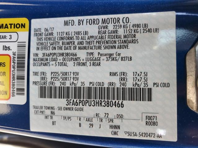 3FA6P0PU3HR380466 Ford Fusion Se Phev