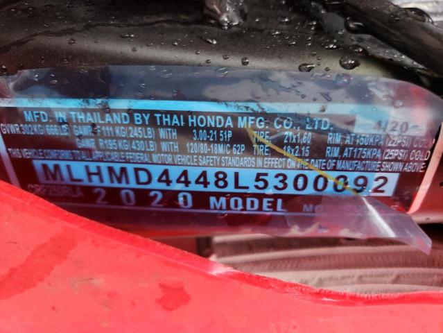 2020 HONDA CRF250 RLA MLHMD4448L5300092