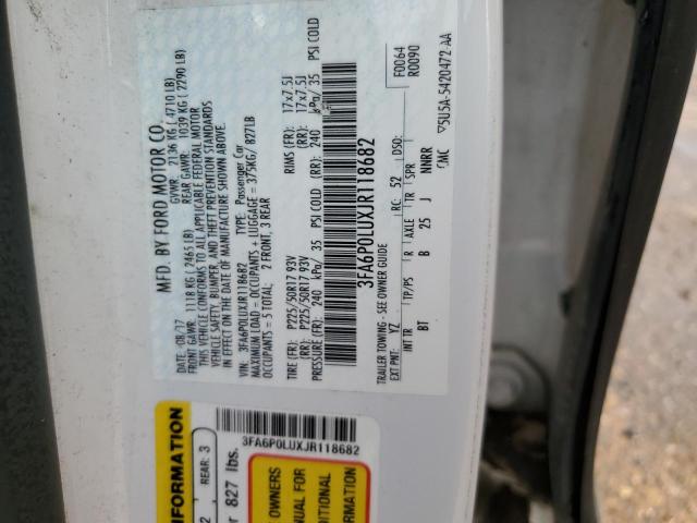 3FA6P0LUXJR118682 Ford Fusion Se Hybrid
