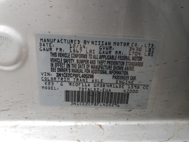 3N1CE2CP8FL405296 Nissan Versa Note S