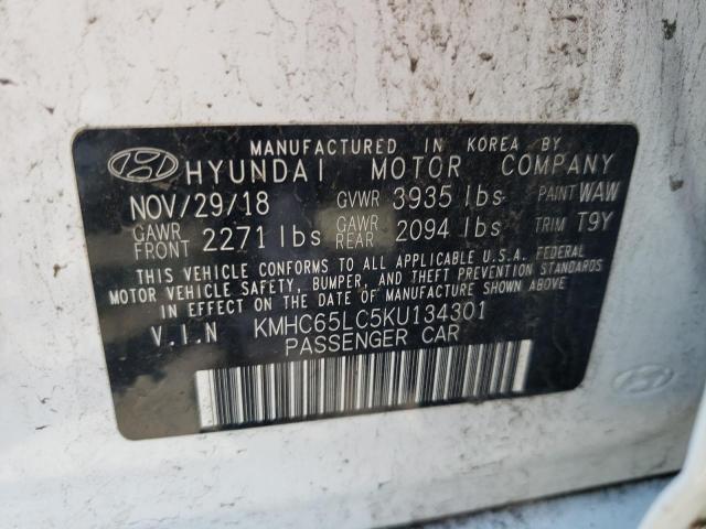 2019 HYUNDAI IONIQ BLUE - KMHC65LC5KU134301