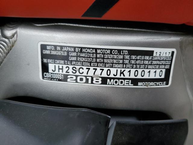 2018 HONDA CBR1000 SP JH2SC7770JK100110