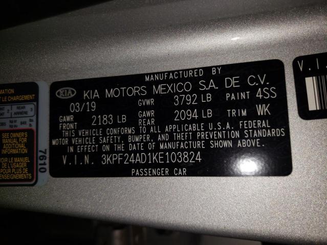 3KPF24AD1KE103824 KIA FORTE FE