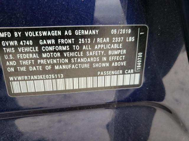 2019 VOLKSWAGEN ARTEON SE WVWFR7AN3KE025113