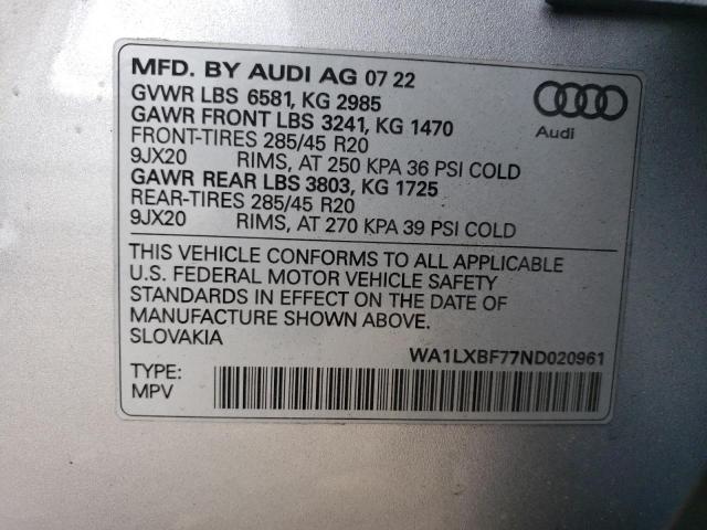 WA1LXBF77ND020961 2022 AUDI Q7, photo no. 13