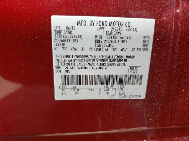 2016 LINCOLN MKX PREMIE 2LMTJ6JR0GBL73882