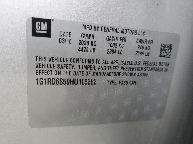 VIN 1G1RD6S59HU105382 2017 Chevrolet Volt, Premier no.12