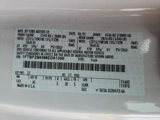 2021 FORD F250 SUPER - 1FTBF2B65MED81390