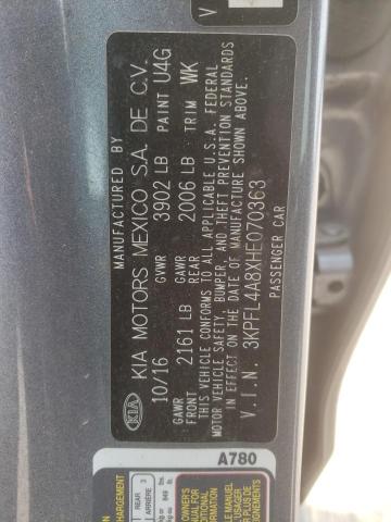 3KPFL4A8XHE070363 KIA FORTE EX