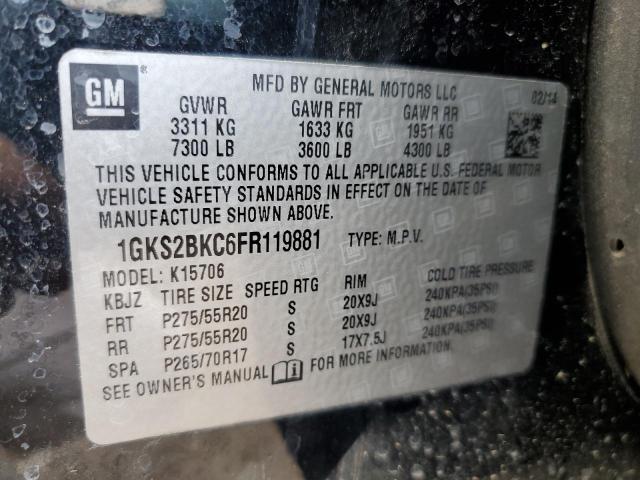 1GKS2BKC6FR119881 GMC YUKON SLT