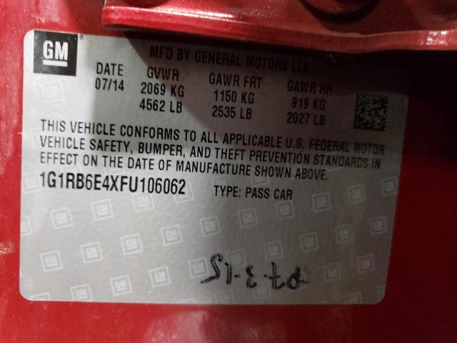 VIN 1G1RB6E4XFU106062 2015 Chevrolet Volt no.13