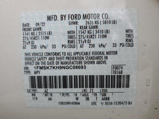 1FMSK7KH9NGC08693 Ford Explorer St-line
