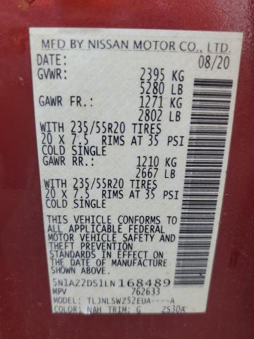 5N1AZ2DS1LN168489 Nissan Murano Platinum