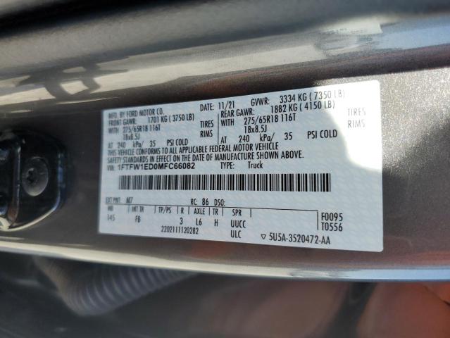 1FTFW1ED0MFC66082 Ford F150 Supercrew
