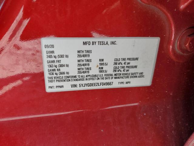 5YJYGDEE2LF049667 Tesla Model Y