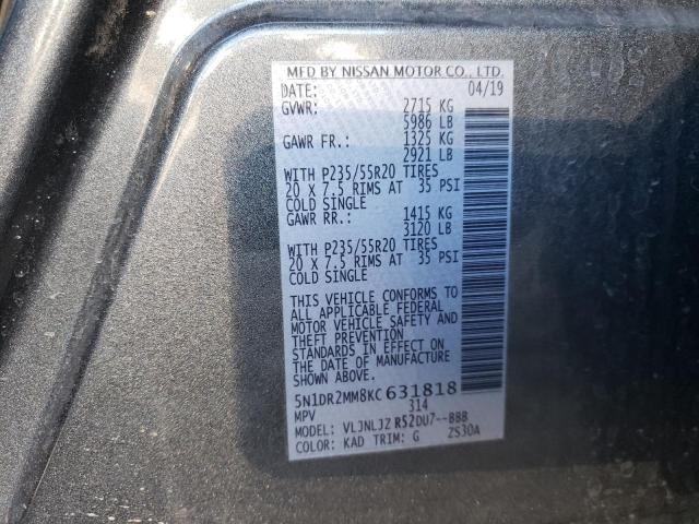 5N1DR2MM8KC631818 Nissan Pathfinder S
