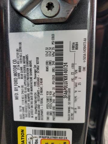 3FA6P0LU7KR140124 Ford FUSION SE