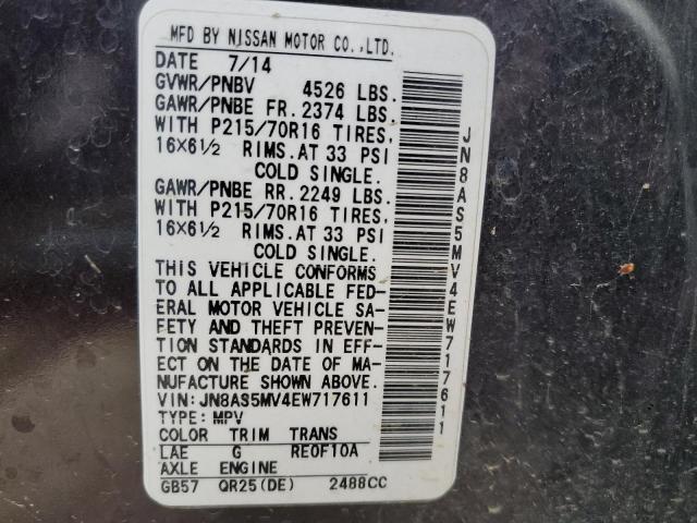 JN8AS5MV4EW717611 Nissan Rogue Select S