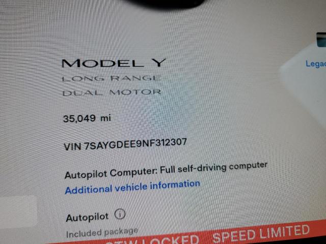 7SAYGDEE9NF312307 Tesla Model Y