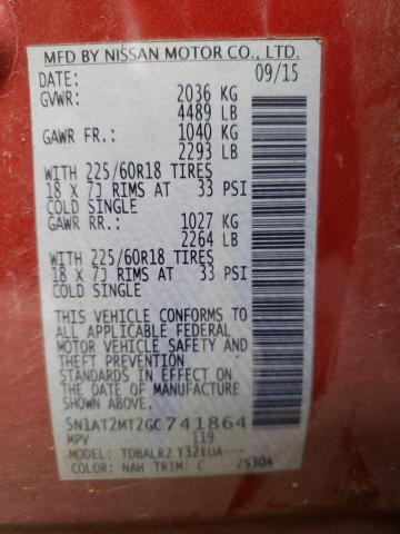 5N1AT2MT2GC741864 Nissan ROGUE S