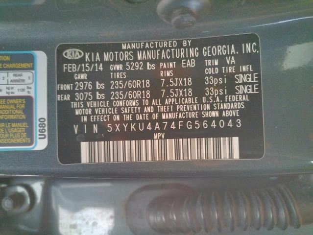 5XYKU4A74FG564043 KIA SORENTO EX