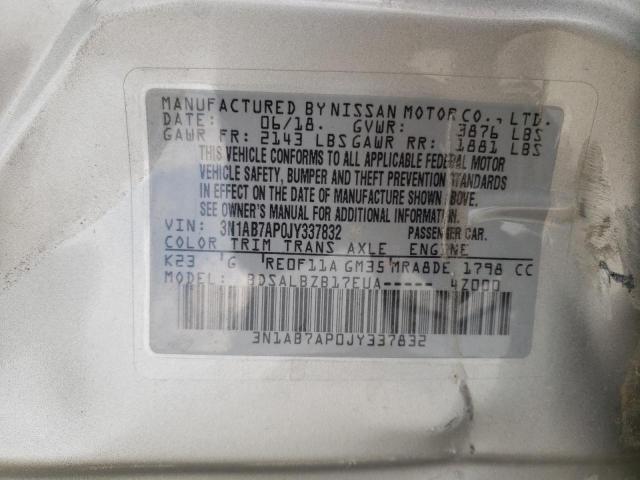 3N1AB7AP0JY337832 Nissan SENTRA S