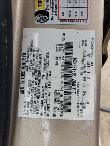 3FAHP07158R131424 2008 Ford Fusion Se