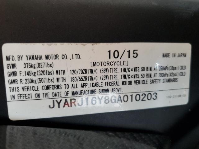 2016 YAMAHA YZFR6 C JYARJ16Y8GA010203