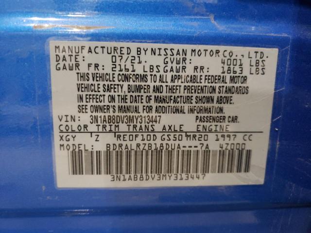 3N1AB8DV3MY313447 Nissan SENTRA SR