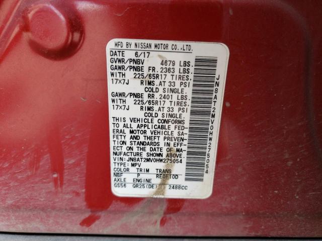 JN8AT2MV0HW275054 Nissan ROGUE S